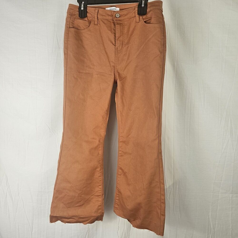 Zenana Women's Size Large Burnt Orange Cropped Raw Hem Pants